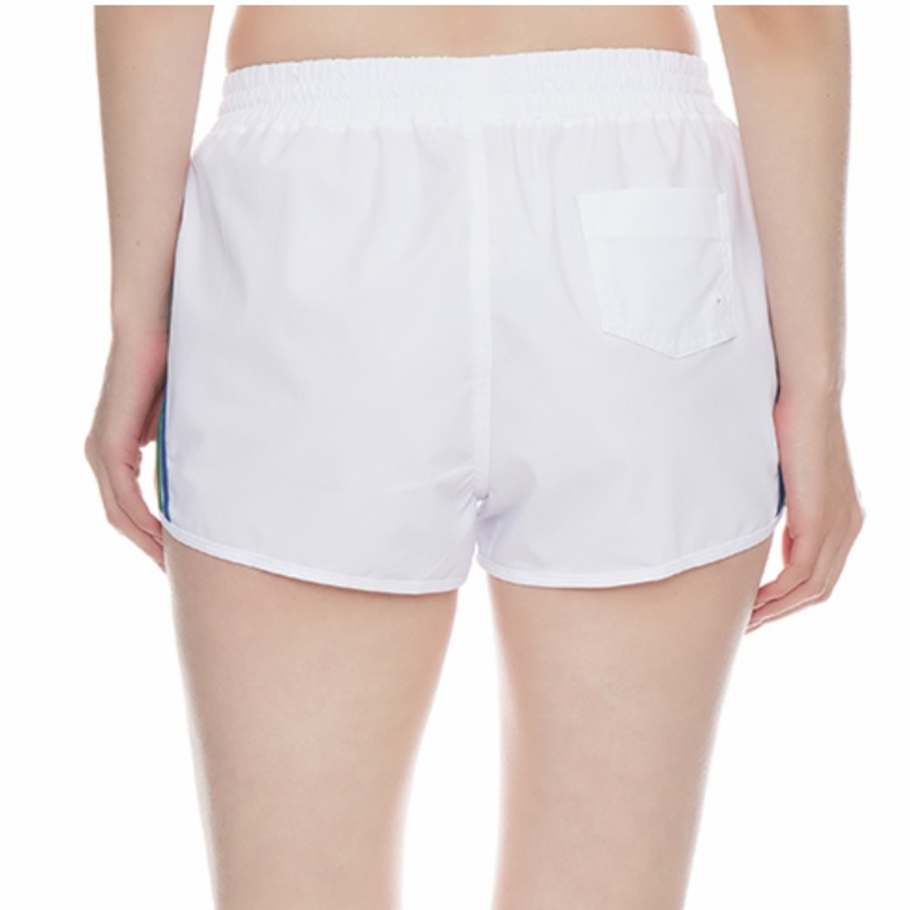 AVIATOR NATION WHITE ELASTIC WAIST 5 STRIPE FLEX BOARD SHORTS - Picture 7 of 8
